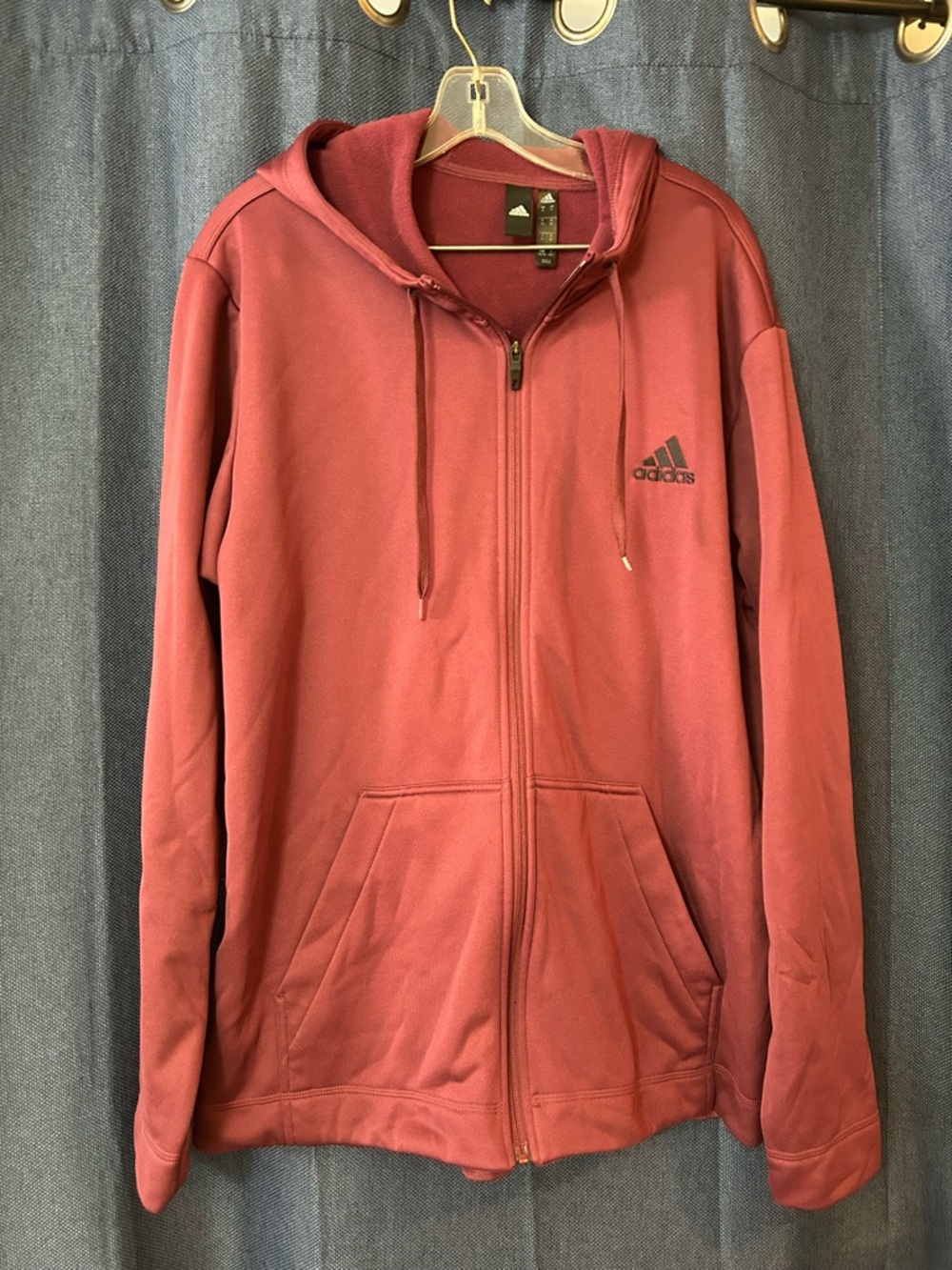 Adidas Men’s Burgundy Zip-Up Hoodie Sweater
